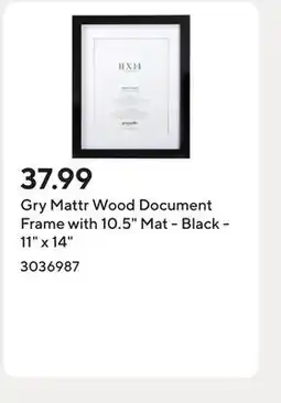 Staples Gry Mattr Wood Document Frame with 10.5 Mat - Black - 11 x 14 offer