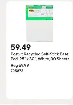 Staples Post-it Recycled Self-Stick Easel Pad, 25 x 30, White, 30 Sheets offer