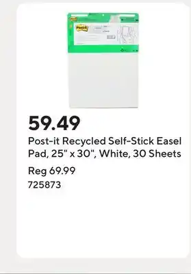 Staples Post-it Recycled Self-Stick Easel Pad, 25 x 30, White, 30 Sheets offer