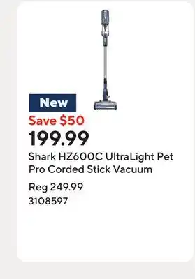 Staples Shark HZ600C UltraLight Pet Pro Corded Stick Vacuum offer