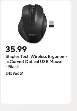 Staples Staples Tech Wireless Ergonomic Curved Optical USB Mouse - Black offer