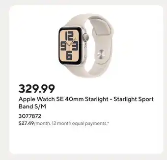 Staples Apple Watch SE 40mm Starlight - Starlight Sport Band S/M offer
