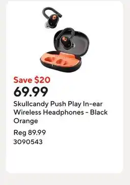 Staples Skullcandy Push Play In-ear Wireless Headphones - Black Orange offer
