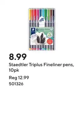 Staples Staedtler Triplus Fineliner pens, 10pk offer