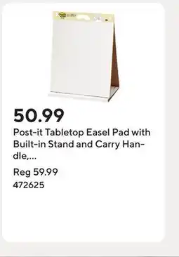 Staples Post-it Tabletop Easel Pad with Built-in Stand and Carry Handle, 20 x 23, White, 20 Sheets Per Pad offer