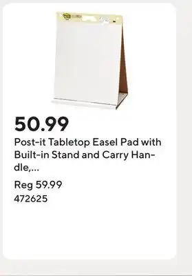 Staples Post-it Tabletop Easel Pad with Built-in Stand and Carry Handle, 20 x 23, White, 20 Sheets Per Pad offer
