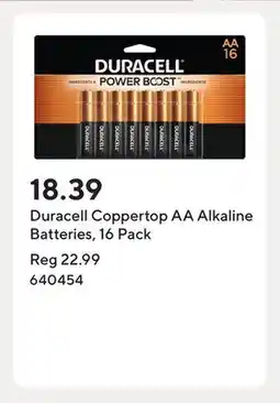 Staples Duracell Coppertop AA Alkaline Batteries, 16 Pack offer