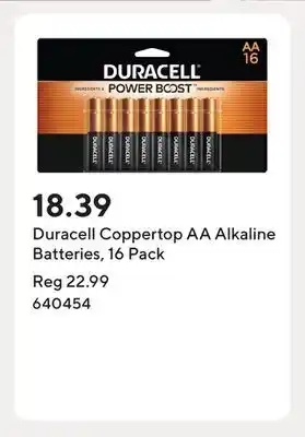 Staples Duracell Coppertop AA Alkaline Batteries, 16 Pack offer