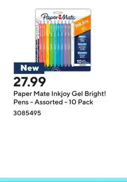 Staples Paper Mate Inkjoy Gel Bright! Pens - Assorted - 10 Pack offer