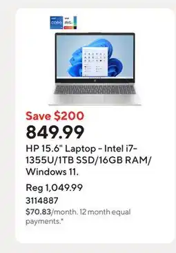 Staples HP 15.6 Laptop - Intel i7-1355U/1TB SSD/16GB RAM/Windows 11 offer