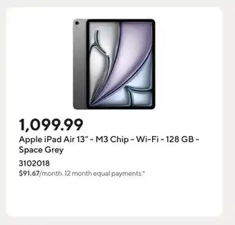 Staples Apple iPad Air 13 - M3 Chip - Wi-Fi - 128 GB - Space Grey offer