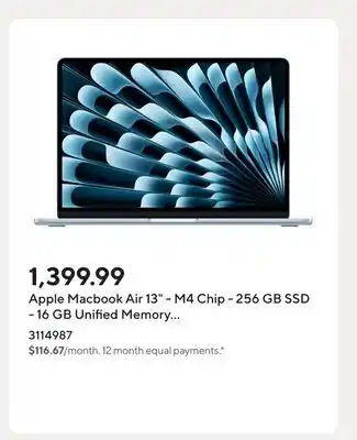Staples Apple Macbook Air 13 - M4 Chip - 256 GB SSD - 16 GB Unified Memory - Sky Blue - English offer