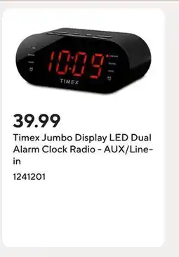 Staples Timex Jumbo Display LED Dual Alarm Clock Radio - AUX/Line-in offer