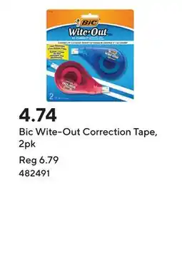 Staples Bic Wite-Out Correction Tape, 2pk offer