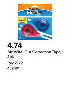 Staples Bic Wite-Out Correction Tape, 2pk offer