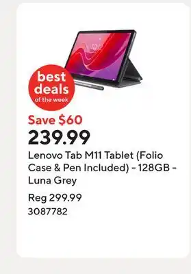 Staples Lenovo Tab M11 Tablet (Folio Case & Pen Included) - 128GB - Luna Grey offer