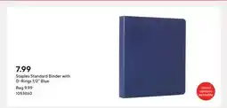 Staples Staples Standard Binder with D-Rings 1/2 Blue offer