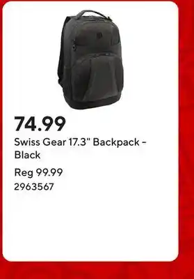 Staples Swiss Gear 17.3 Backpack - Black offer