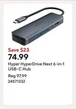 Staples Hyper HyperDrive Next 6-in-1 USB-C Hub offer