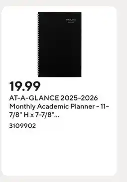 Staples AT-A-GLANCE 2025-2026 Monthly Academic Planner - 11-7/8 H x 7-7/8 W - Black - Bilingual offer
