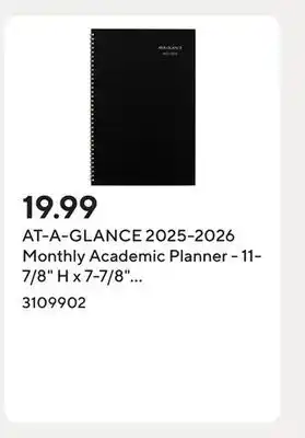 Staples AT-A-GLANCE 2025-2026 Monthly Academic Planner - 11-7/8 H x 7-7/8 W - Black - Bilingual offer