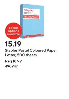 Staples Staples Pastel Coloured Paper, Letter, 500 sheets offer