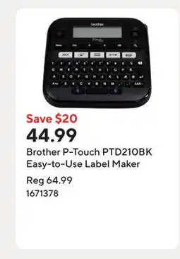 Staples Brother P-Touch PTD210BK Easy-to-Use Label Maker offer