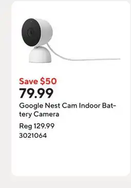 Staples Google Nest Cam Indoor Battery Camera offer
