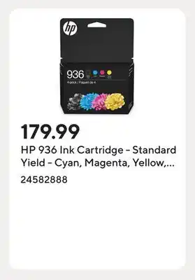 Staples HP 936 Ink Cartridge - Standard Yield - Cyan, Magenta, Yellow, Black - 4 Pack offer