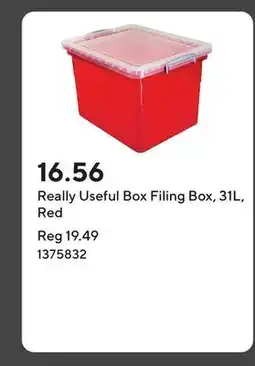 Staples Really Useful Box Filing Box, 31L, Red offer