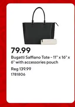 Staples Bugatti Saffiano Tote - 11 x 16 x 6 with accessories pouch offer