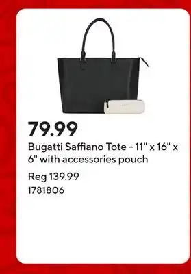 Staples Bugatti Saffiano Tote - 11 x 16 x 6 with accessories pouch offer