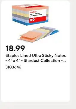 Staples Staples Lined Ultra Sticky Notes - 4 x 4 - Stardust Collection - 6 Pack offer