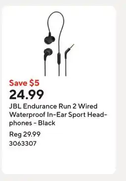 Staples JBL Endurance Run 2 Wired Waterproof In-Ear Sport Headphones - Black offer