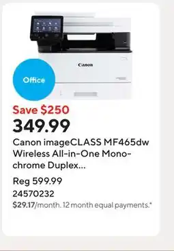 Staples Canon imageCLASS MF465dw Wireless All-in-One Monochrome Duplex Laser Printer - 16.6 x 18.1 x 14.8 offer