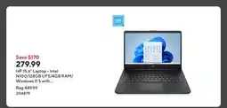 Staples HP 15.6 Laptop - Intel N100/128GB UFS/4GB RAM/Windows 11 S with 1-year of Microsoft 365 offer