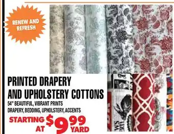 Len's Mill Stores PRINTED DRAPERY AND UPHOLSTERY COTTONS offer