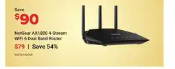 Visions Electronics NetGear AX1800 4-Stream WiFi 6 Dual Band Router offer