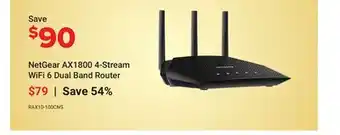 Visions Electronics NetGear AX1800 4-Stream WiFi 6 Dual Band Router offer