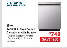 Visions Electronics LG 24 Built in Front Control Dishwasher with 3rd rack offer