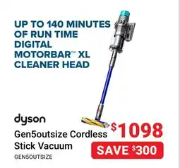 Visions Electronics Cordless Stick Vacuum DIGITAL MOTORBAR XL CLEANER HEAD offer