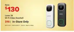 Visions Electronics Lorex 2K Wi-Fi Video Doorbell offer