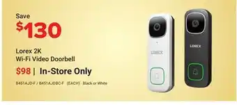 Visions Electronics Lorex 2K Wi-Fi Video Doorbell offer