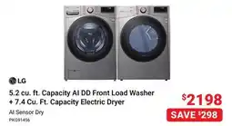 Visions Electronics LG 5.2 cu. ft. Capacity AI DD Front Load Washer + 7.4 Cu. Ft. Capacity Electric Dryer AI Sensor Dry offer