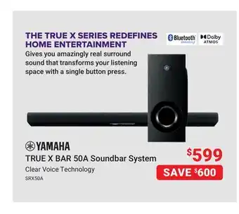 Visions Electronics YAMAHA TRUE X BAR 50A Soundbar System offer