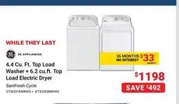 Visions Electronics GE 4.4 Cu. Ft. Top Load Washer + 6.2 cu. ft. Top Load Electric Dryer offer
