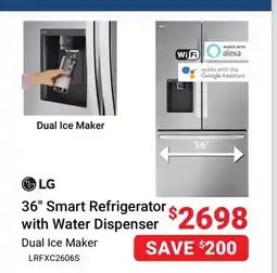 Visions Electronics 36'' Smart Refrigerator with Water Dispenser offer