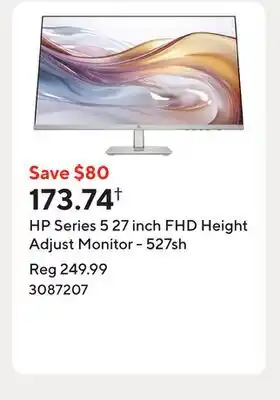 Staples HP Series 5 27 inch FHD Height Adjust Monitor - 527sh offer