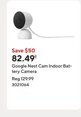 Staples Google Nest Cam Indoor Battery Camera offer