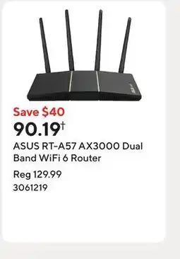 Staples ASUS RT-A57 AX3000 Dual Band WiFi 6 Router offer